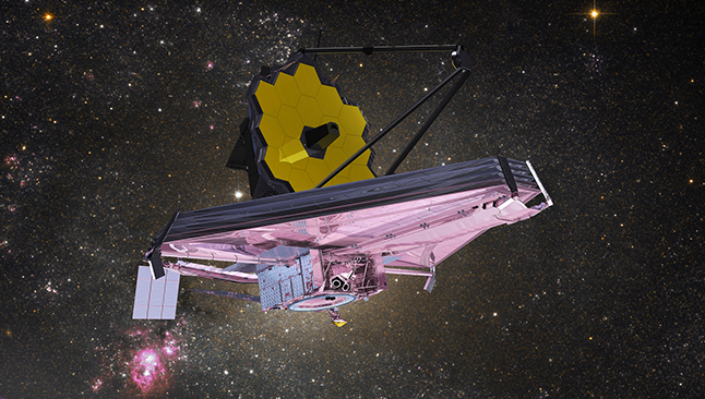 a rendering of the james webb space telescope.