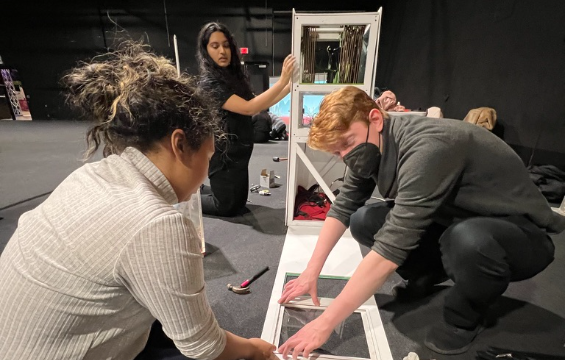 Students working on a collaboratory project.