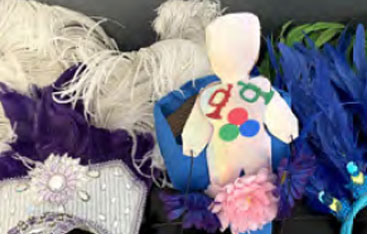 A homemade carnival headpiece.