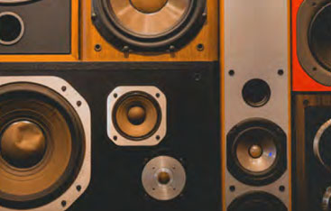 Several different audio speakers.