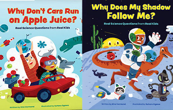 Two book covers, Why Don't Cars Run on Apple Juice? and Why Does My Shadow Follow Me?