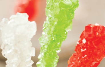 A close-up photo of colourful crystals.