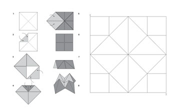 Instructions for folding the paper toy.