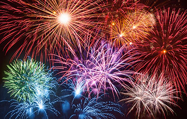 A night sky filled with fireworks.