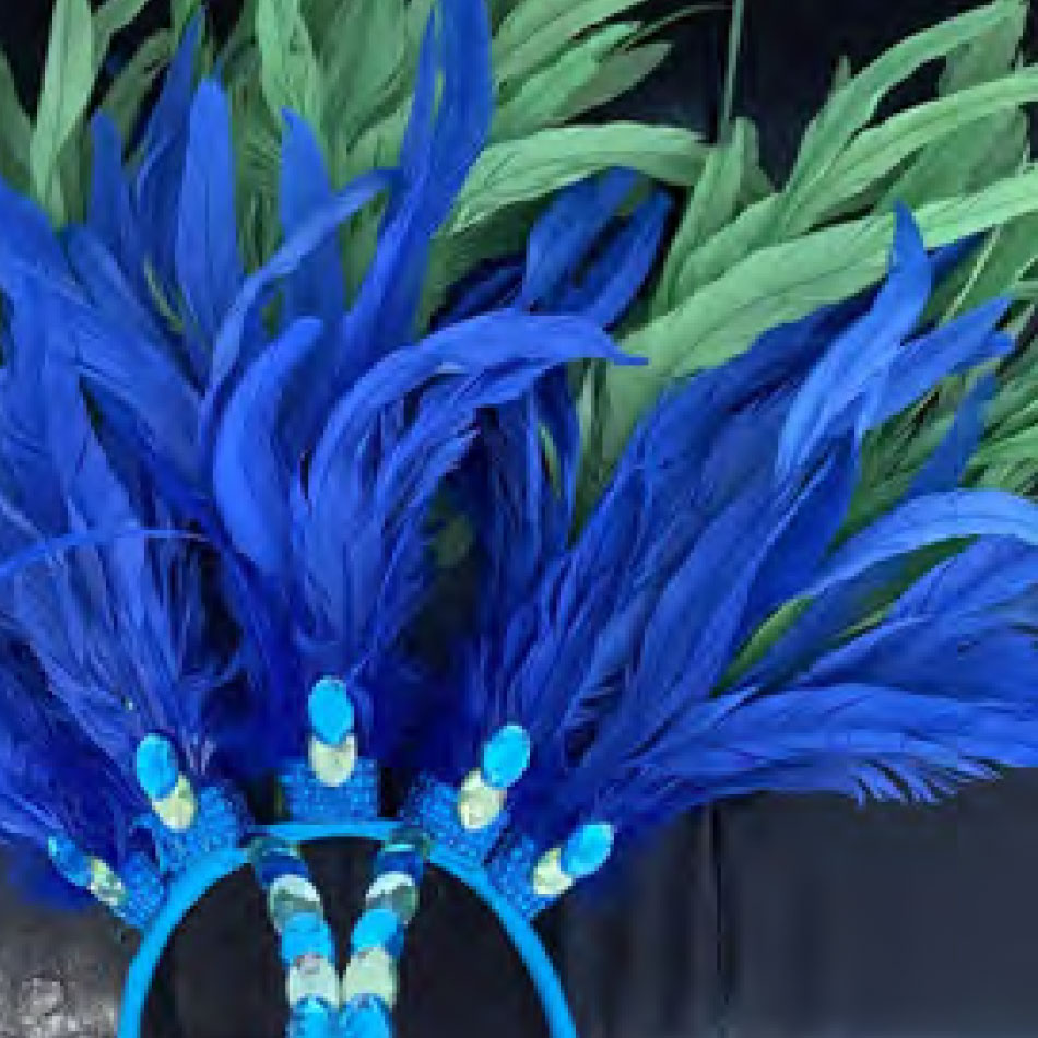 A homemade carnival headpiece.