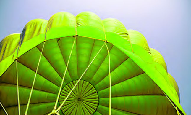 The underside of a parachute.