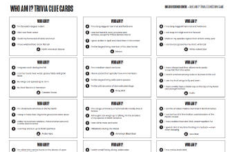 A screenshot of a series of trivia clue cards.