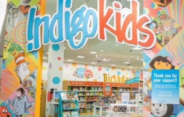 The entrance to the Indigo Kids section of a store.
