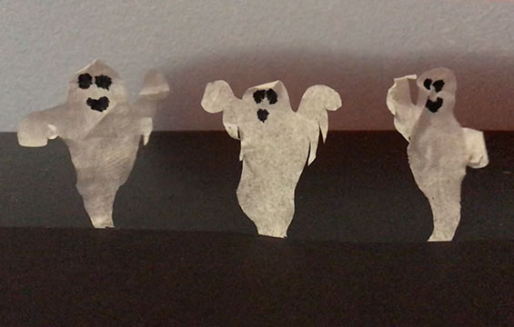 Tissue paper ghosts.