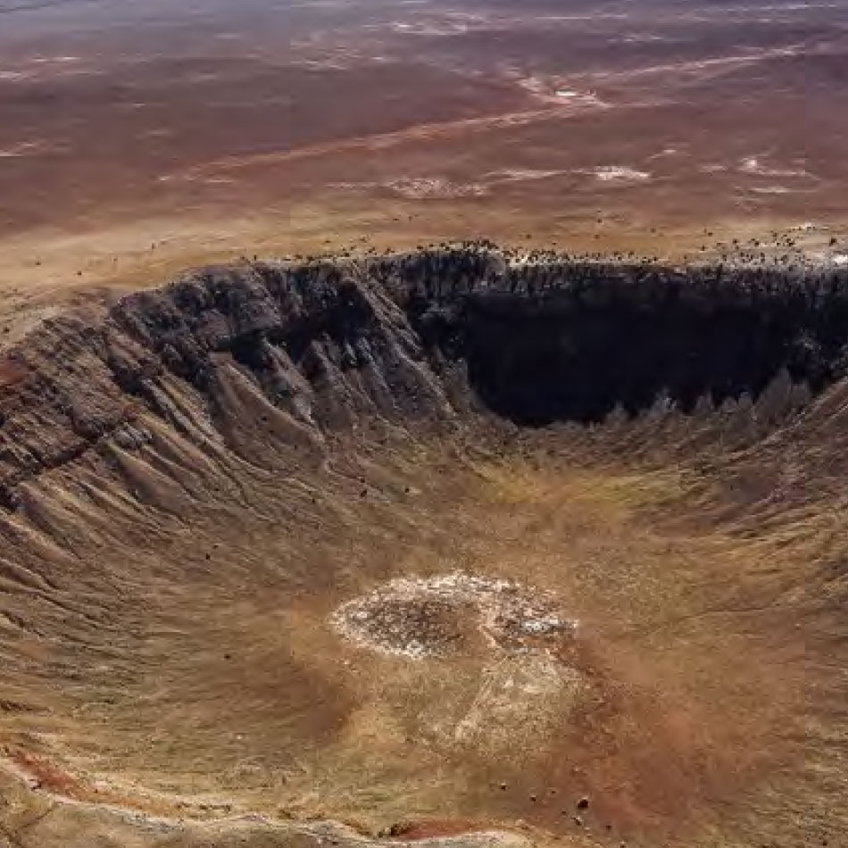 A meteor crater on Earth.