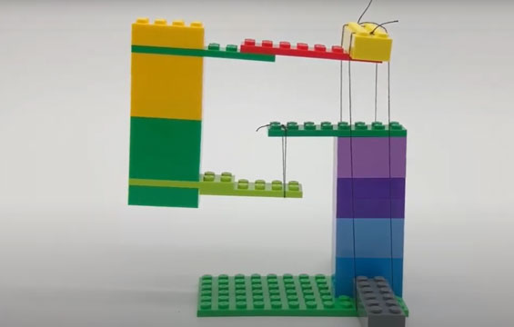 A tensegrity structure made out of LEGO.