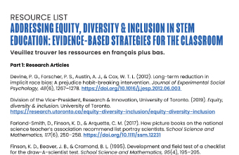 Image of the PDF Resource List: Addressing Equity, Diversity & Inclusion in STEM Education: Evidence-based Strategies for the Classroom