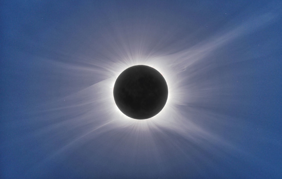 Totality as seen from Easter Island on July 11, 2010. This is a composite of short, medium, and long exposures.