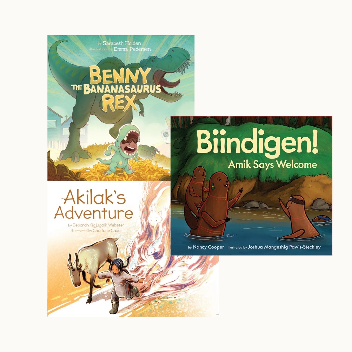 Three book covers for book reading at the Indigenous Celebration 2026.