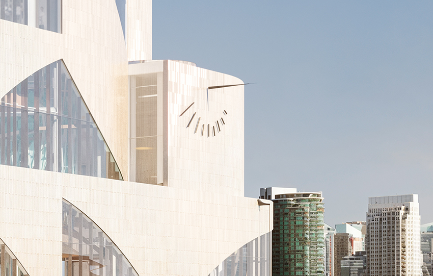 [New Ontario Science Centre building sundial image.][Image du cadran solaire du nouveau bâtiment du Centre des sciences de l'Ontario.]
