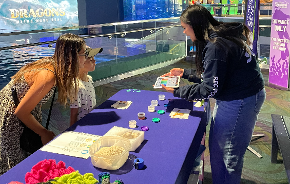 A mother and her son learning about pH from research programmer.